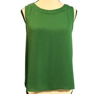 Robin K Green Boxy Sleeveless Tank Top with Pleated Back